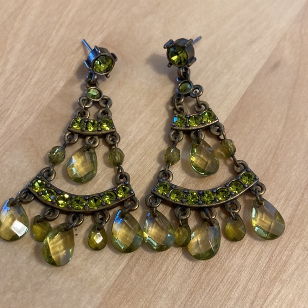Olive green chandelier earrings